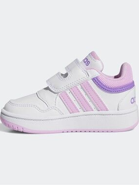 adidas Kids White and Lavender  Velcro Sneakers